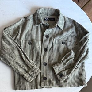 Zara Sage Green Striped Jacket